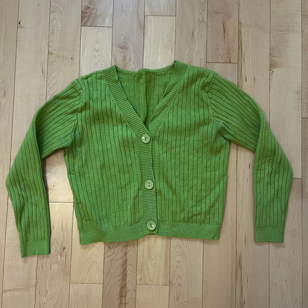light green ribbed cardigan